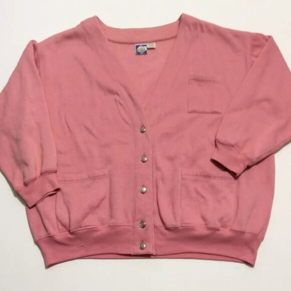 Justin Allen Xtra Womens Cardigan Sweater Size 44/24W Pink Long Sleeve - Picture 2 of 12